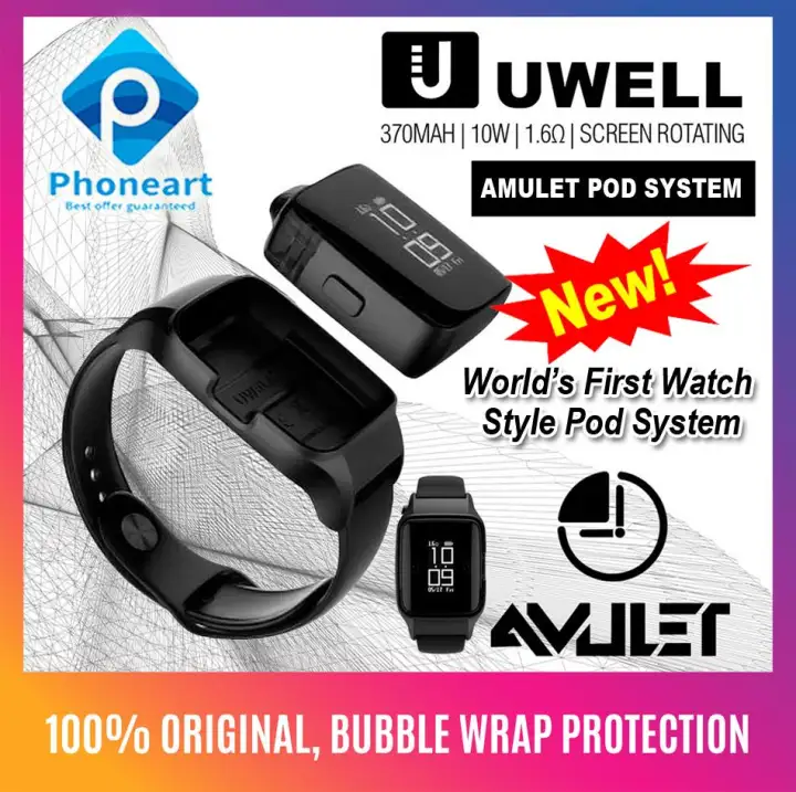 Original Uwell Amulet Pod Mod Starter Kit World First Watch Style Pod System Uwell Amulet Watch Pod 2ml Cartridge 370mah Battery Free Charging Cable Ready Stock Lazada