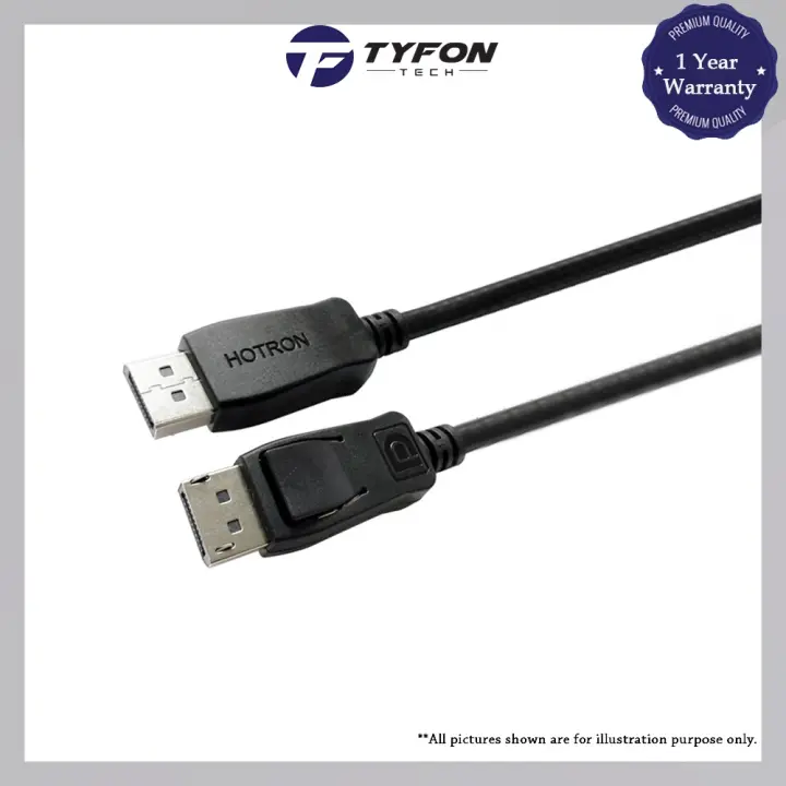 Hotron Display Port (M) to Display Port (M) Cable with Latches 1.8M (E246588 AWM)
