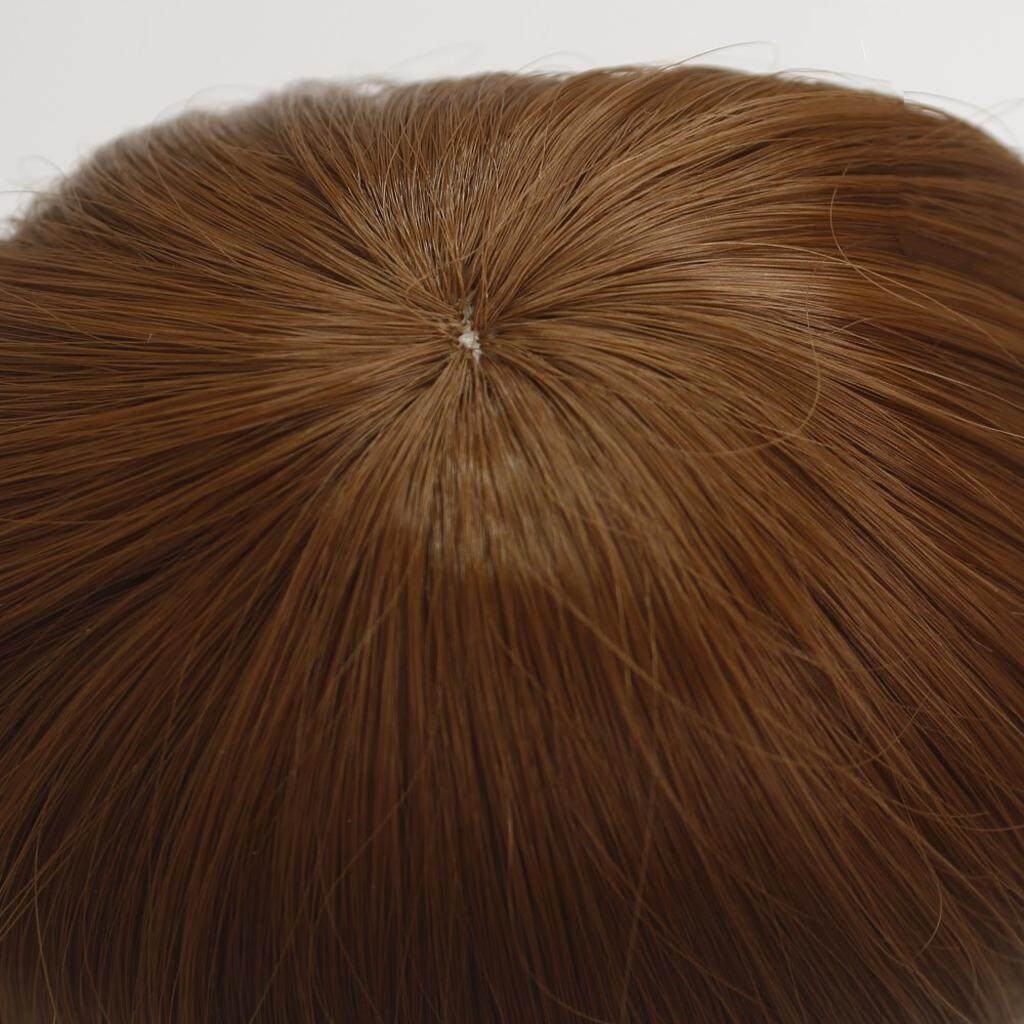 Brown SM SunniMix Dolls Simulation Scalp Wig Short Bob Hair with Bangs for 18 American Length 14cm