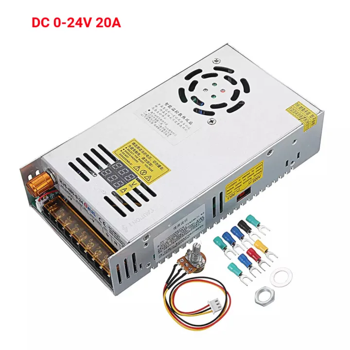 HJS Switching Power Supply SMPS Transformer AC 110/220V to  0-24/48V 480W with Dual LCD Digital Display - 0-24V20A