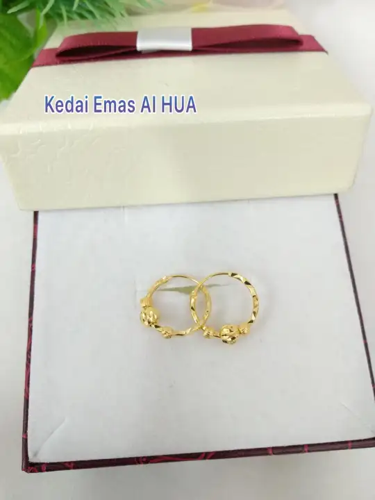 Subang Bulat Bola Emas 916 Jenis Tebal Lazada