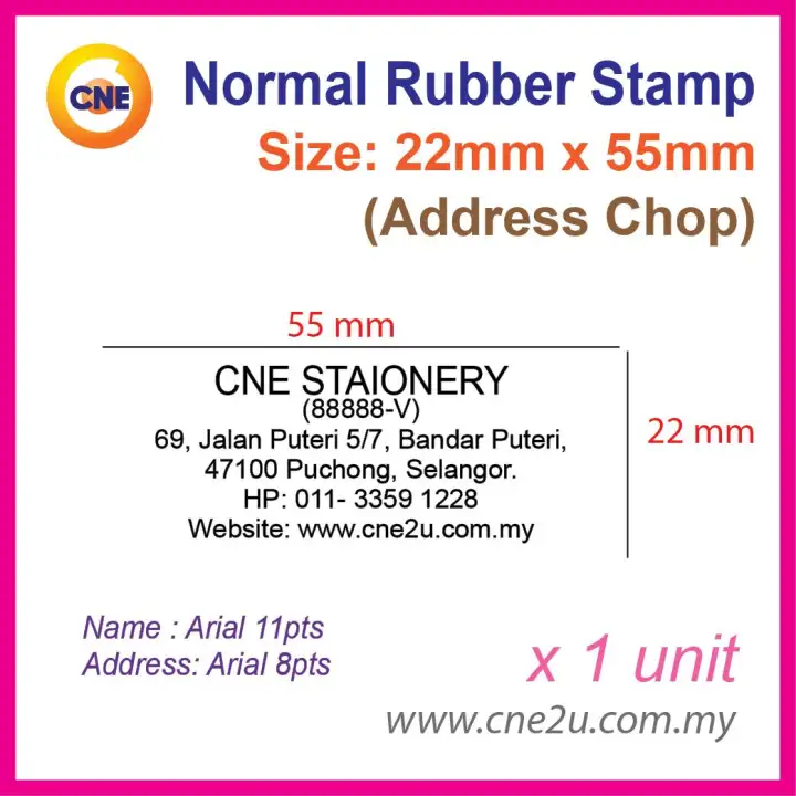 Custom Made Normal Rubber Stamp Address Chop (6 LINE)