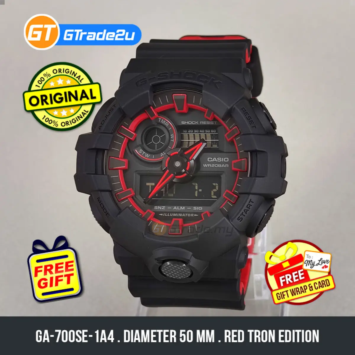 Casio G Shock Men Ga 700se 1a4 Ga700se 1a4 Analog Digital Tron Series Watch Black Red Resin Band G Shock Watch For Man Jam Tangan Lelaki Casio Watch For Men Casio Watch