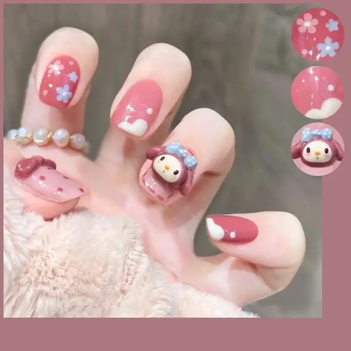 POP🔥🔥🔥Y2k Graffiti Square Short Fake Nails Art Lattice Press on False with Designs Set Gradient Nail Tips Kiss Display Clear Tipsy Stick