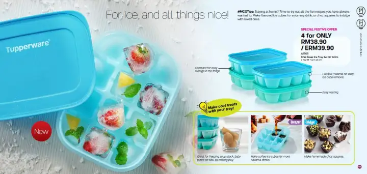 Tupperware New Chill Freez Ice Tray Set (4) 160ml