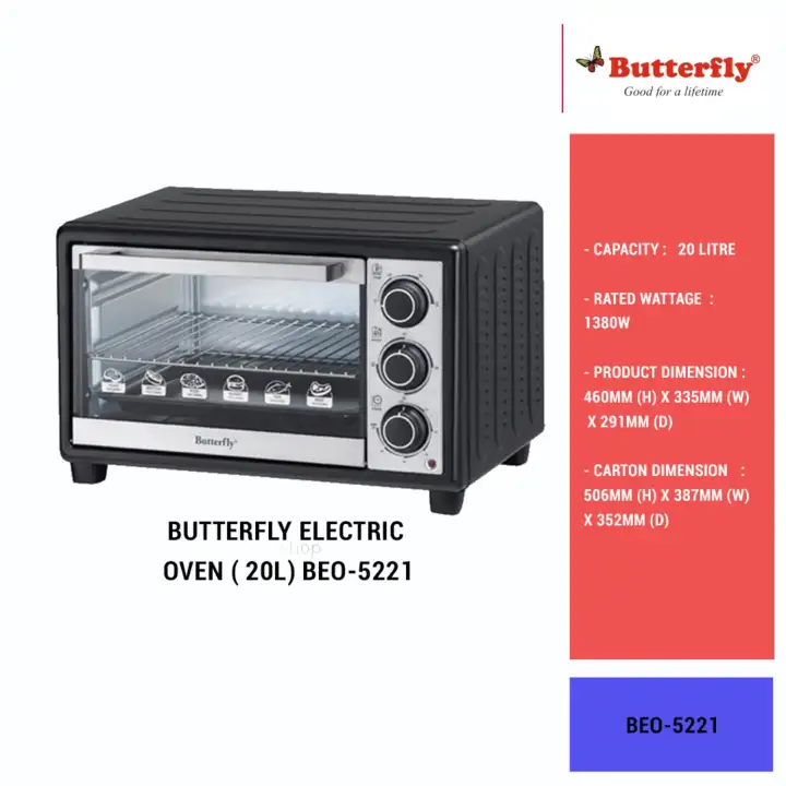 Butterfly Electric Oven Beo 5221 20l 60min Timer Lazada