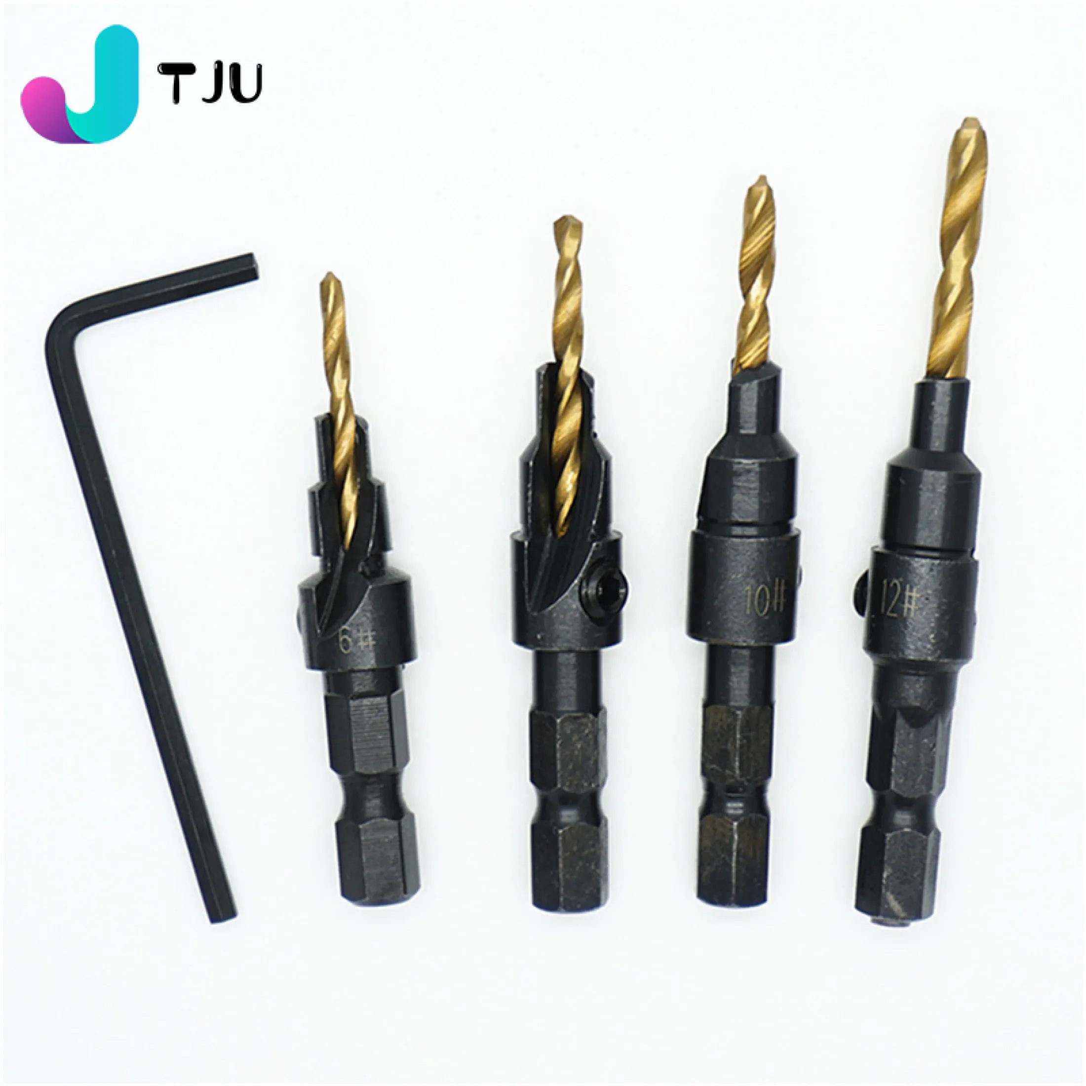 Drill Bit 4 Pcs Drill Bit Set Titanium Plating 6# 8# 10# 12# for Steel Copper Aluminum Brass-Gold Drill Bit 4 Pcs Drill Bit Set Titanium Plating 6# 8# 10# 12# for Steel Copper Aluminum Brass-Gold