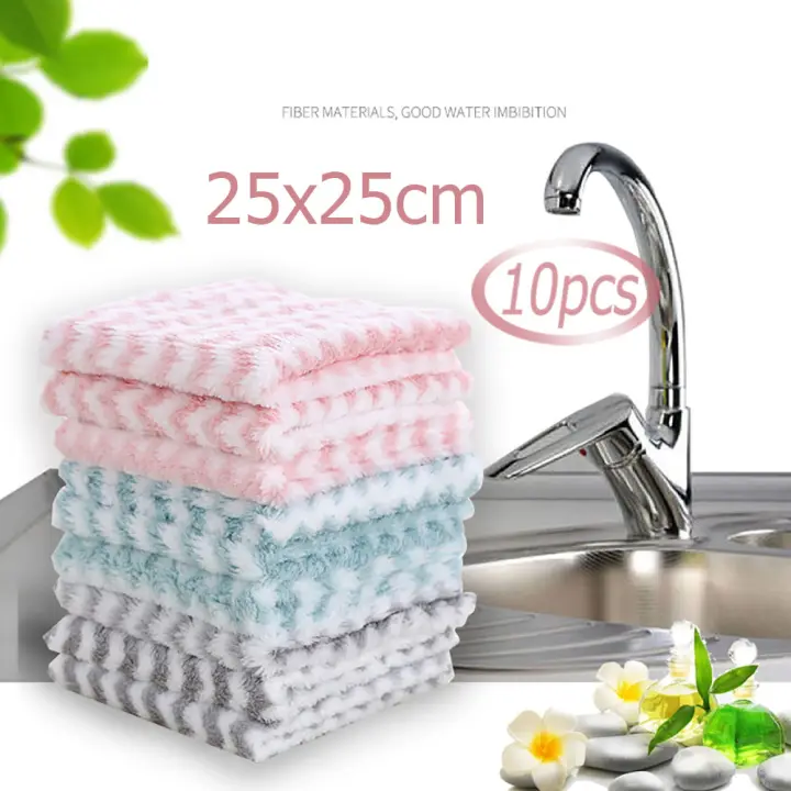 Nicewarm 10pcs Coral Fleece Dish Towel Absorbs Water And Does Not Shed Hair Hand Towel Thicken Scouring Pad Housework Cleaning Cloth 25x25cm Lazada Singapore