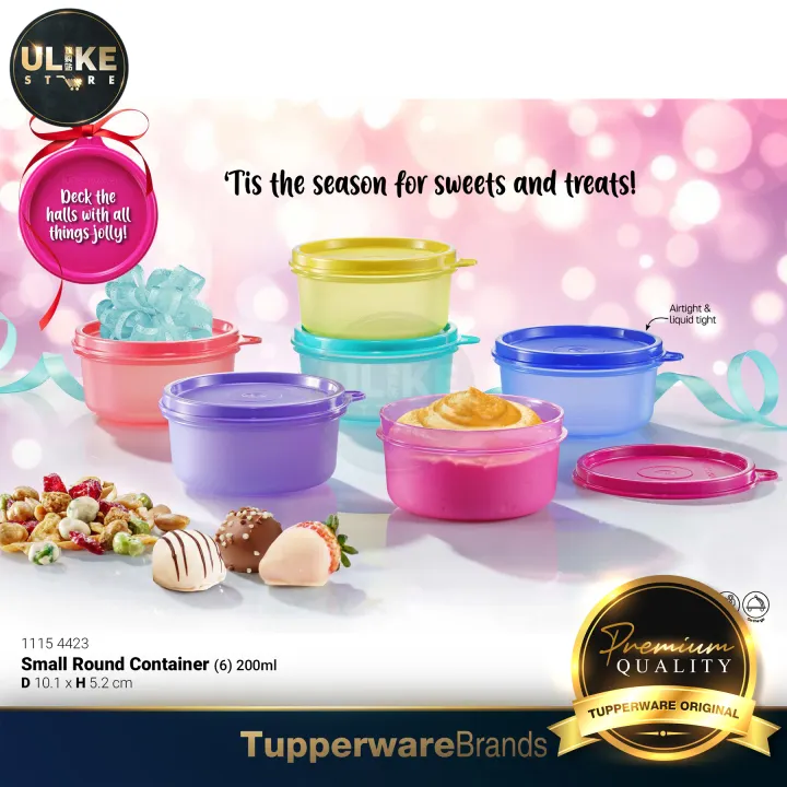Tupperware Tiny Treats Set (4pcs) 250ml (Blue 2pcs + Pink 2pcs) or Small Round Container (6pcs) 200ml