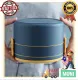 Lunch Box Food Container Bento Box Bekal Makanan Double layer round shape lunch box with spoon Nordic style. 