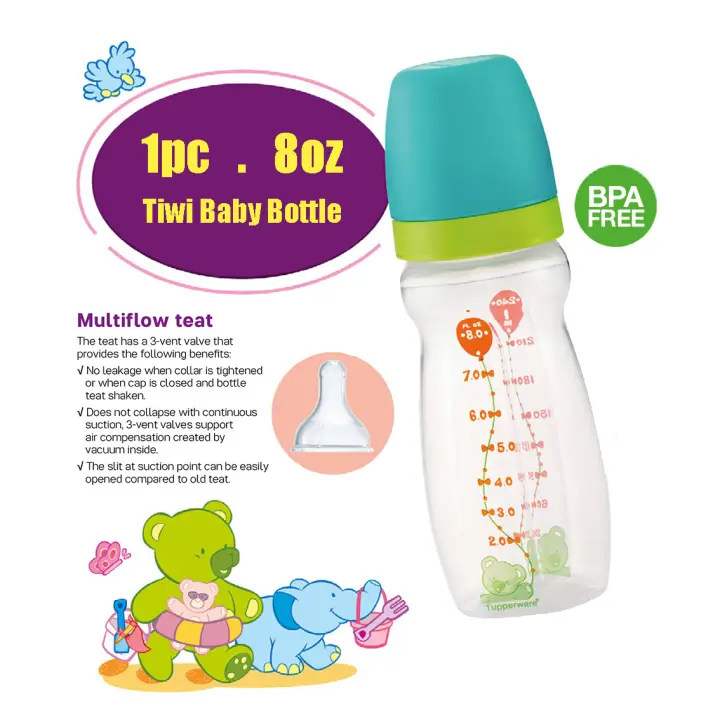 [100% Authentic] Tupperware Tiwi Baby Milk Bottle with Multiflow Teat (1pc) 8oz