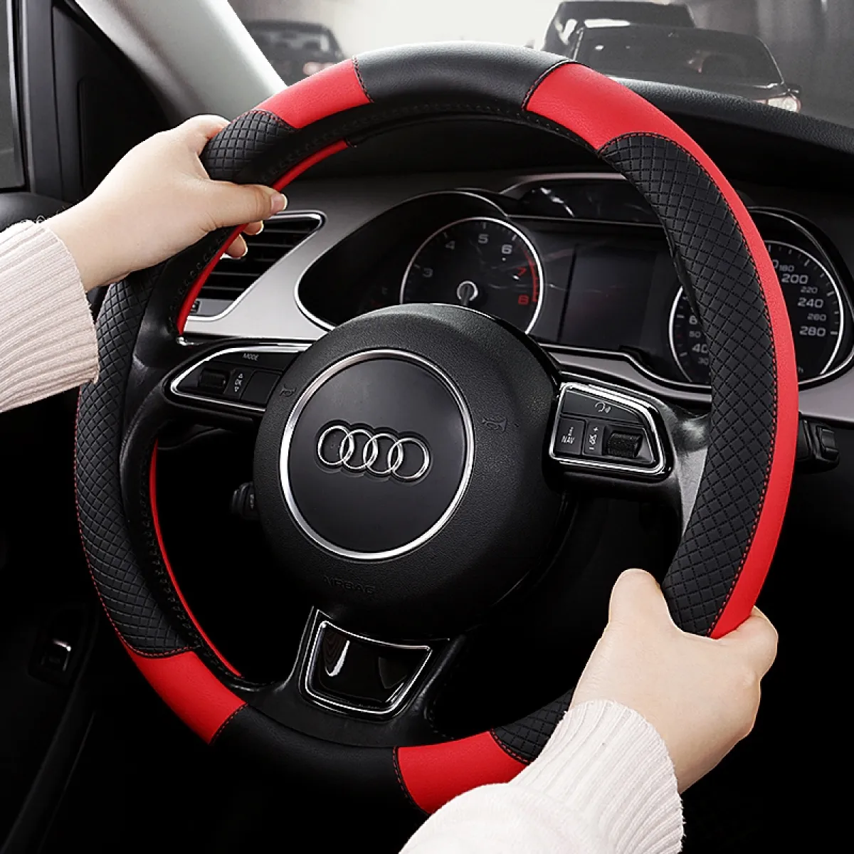 2021Perodua Car Steering Wheel Cover car accessories Carbon Fiber Leather  38cm for Alza Axia Bezza Myvi Viva Kelisa