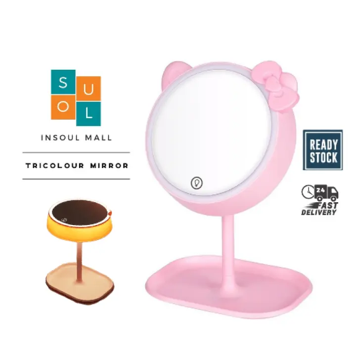 Local Ready Stock Hello Kitty Led Table Lamp Makeup Cosmetic Mirror Usb Lazada Hello Kitty Led Table Lamp Makeup, Hello Kitty Vanity Mirror With Stool