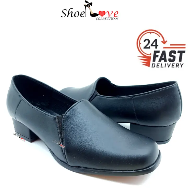 Ready Stock Kasut Tumit Wanita Formal Uniform Kilat Hitam Ladies Formal Heel Shoe Pvc Black Shine Lazada