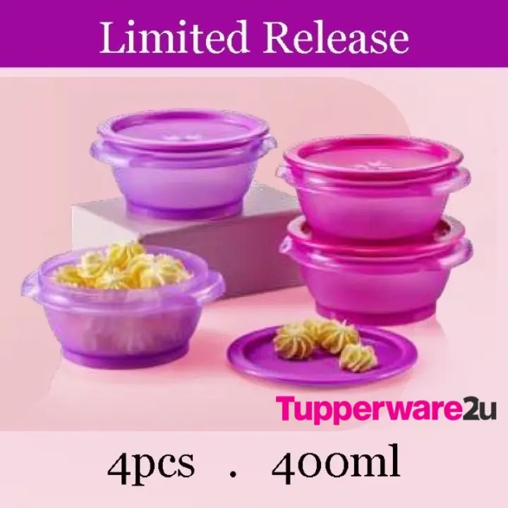 (New)(Ready Stock) Tupperware One Touch Bowls set (4 pcs), 400ml (limited sets)