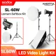 Godox Sl60w 2 unit LED Video Light Kit SL-60W 60Ws 5600K Studio LED Video Light Continuous Video Light + 2x 2.8m Light Stand + 2x Lantern Softbox LED Light Kit. 