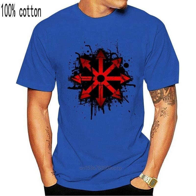 Black Paint Red Chaos Star Tee Shirt Top Mens Tshirt AN43 