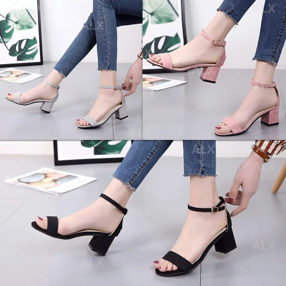 Alx Borong Malaysia Malaysia Elegant Suede Women Thick Heels Office Ladies Ol Girls Casual Slip On Fashion Shoe Perempuan Kasut Cantik Lawa Lazada