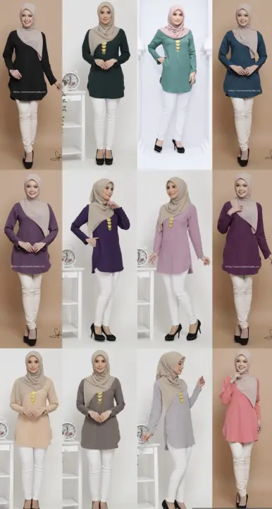 Sufi The 221th Ready Stock Ironless Bargainbutquality Bbq Korean Moss Crepe Long Sleeve Kemeja Muslimah Tunic Blouse Lazada