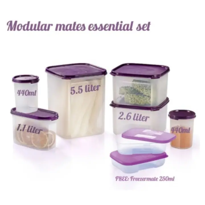 Tupperware Modular Mates Essential Set ( Purple) 8pcs with Gift Box