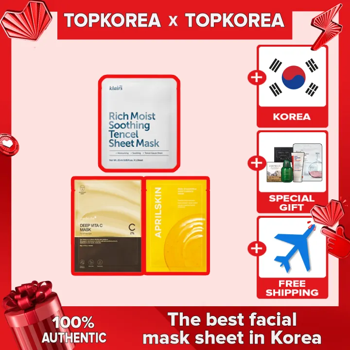 ★TOPKOREA★ The best facial mask sheet in Korea / Klairs rich moist soothing tencel facial mask / Medicube Deep vita c facial mask / Aprilskin Real calendula deep essesnce / TOPKOREA / Shipping from korea
