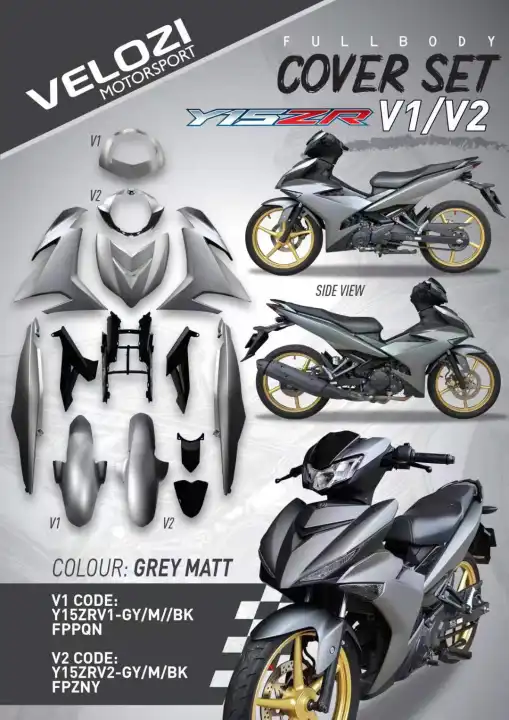 Ready Stock Y15zr V1 V2 Coverset Grey Matte Cover Set Body Cover Set Sniper150 Exciter150 V1 V2 Lazada