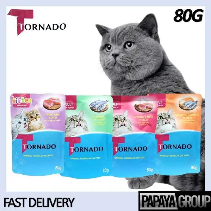 Papaya Group Tornado Cat Food Pouch 80g Mackerel Chicken Tuna Salmon Mackerel Kitten Tuna Lazada