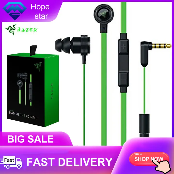 Free Shipping 100 Original Razer Hammerhead Pro V2 Headphones Omnidirectional Microphone And Volume Controls In Ear Pc And Music Analog Gaming Headset Black Green Lazada Ph