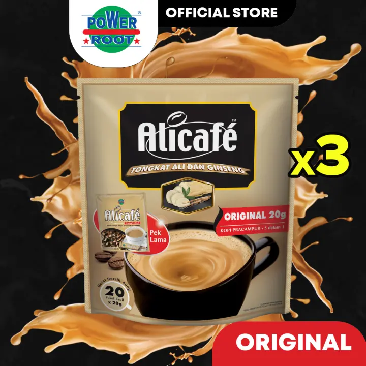 Power Root Alicaf 5 In 1 Tongkat Ali Ginseng Lebih Pekat Premix Coffee 15 Sachets X 40g 600g Papaya Grocer