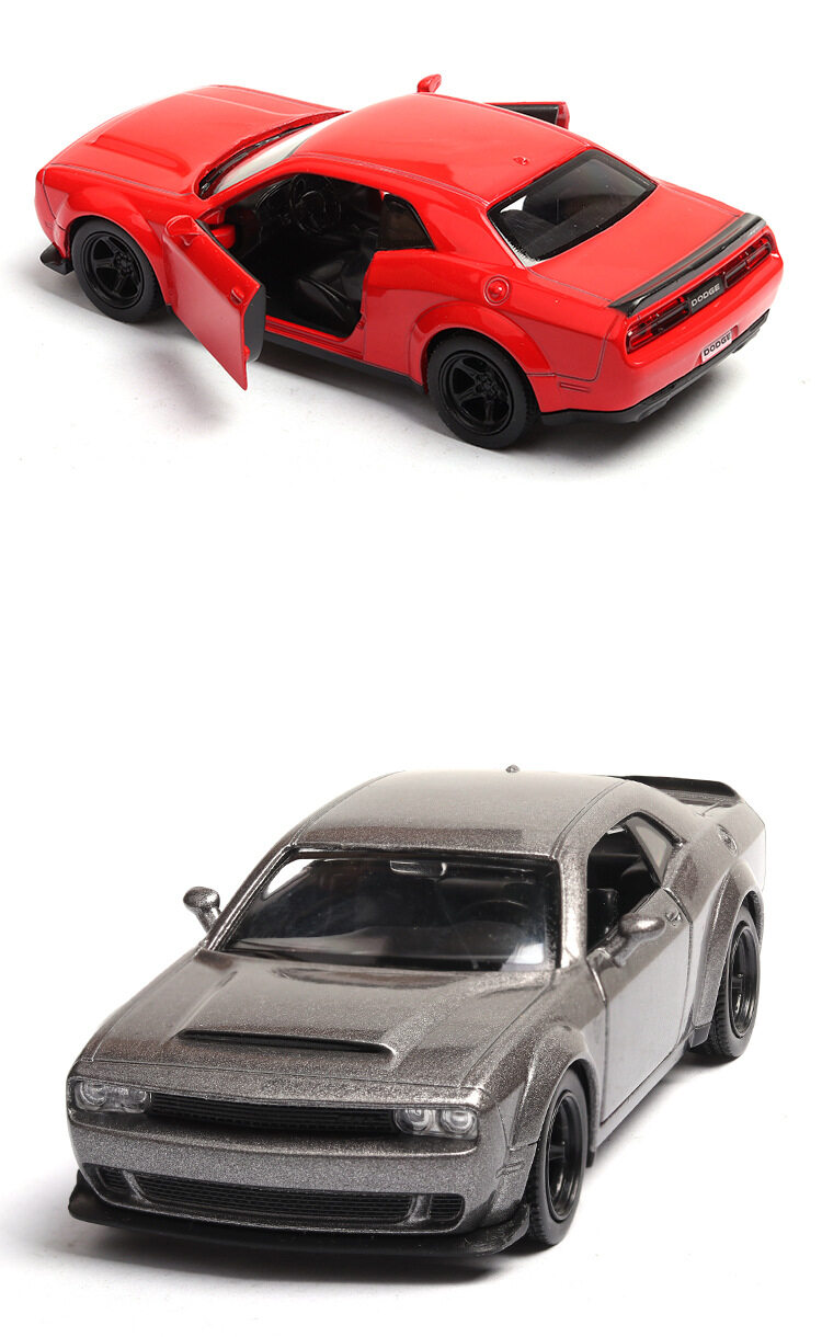 1:36 Alloy Challenger SRT Demon Sports Car Diecast Car Model Toy with Pull Back for Kids Gifts Toy Collection