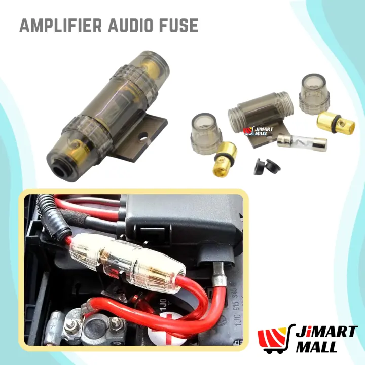 AMPLIFIER AUDIO FUSE 12V 60A CAR Audio In Line AWG AGU Fuse Holder 4 or 8 Gauge Amp Connect Audio Power Wiring Kereta Sound System 汽车音响