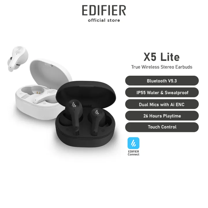Edifier X5 Pro / X5 Lite Earbuds - Bluetooth V5.3 | Edifier Connect | Active Noise cancellation | Low Latency | IP55