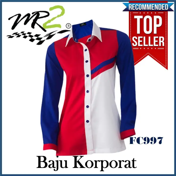Premium Design Baju Korporat Kolar Perempuan Wanita Pejabat Lengan Panjang Saiz Besar Corporate Uniform Woman