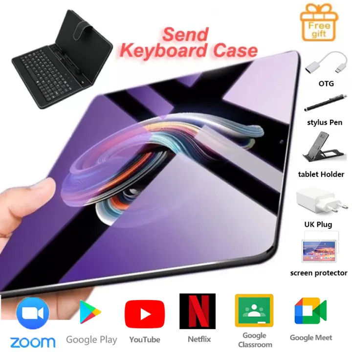 Support Google Meet Google Classroom Zoom Meeting 10 1 Inch Tablet Pc 6gb 128gb Android8 0 Tab 4g Phone Call Google Market Gps Wifi Fm Bluetooth 10 1 Tablets Free Gifts Screen Protector Flip Case