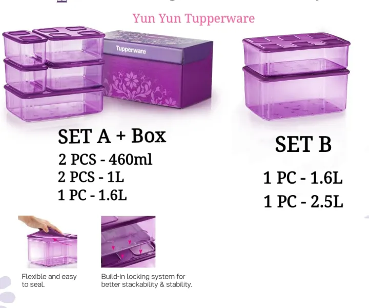 Tupperware Fresh N Clear Set - SET A / SET B / SET A + SET B / SET C - Purple Color