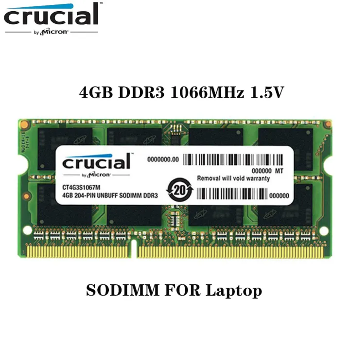 Crucial RAM 4GB DDR3 1066MHz (PC3-8500) SODIMM 204-Pin Laptop Memory  - CT2K4G3S1067M