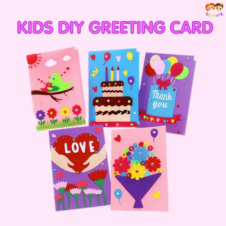 Kids Children Diy Felt Greeting Wishing Card Art Craft Thank You Teacher Day Gift Present Hadiah Kad Hari Guru Ibu Lazada