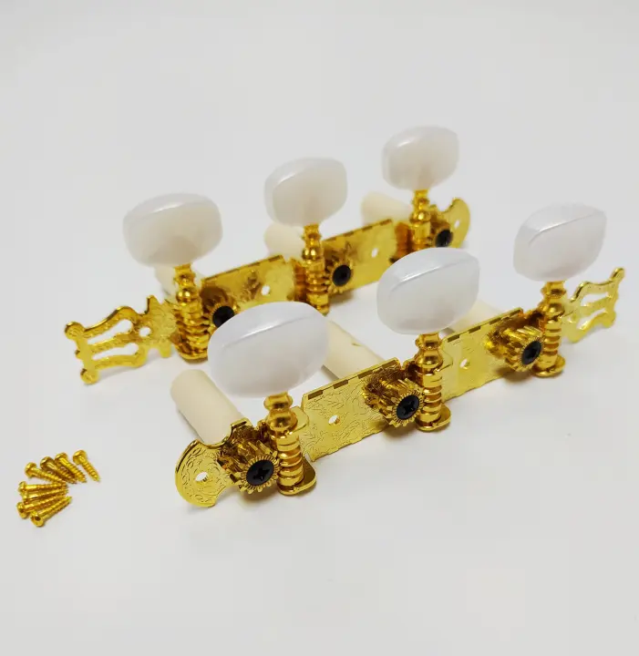 Takamine TGP0551NG Original Tuning Machine Heads Gold Die-Cast with Pearloid Buttons for Classical Guitar (1 Set of 2 pcs)