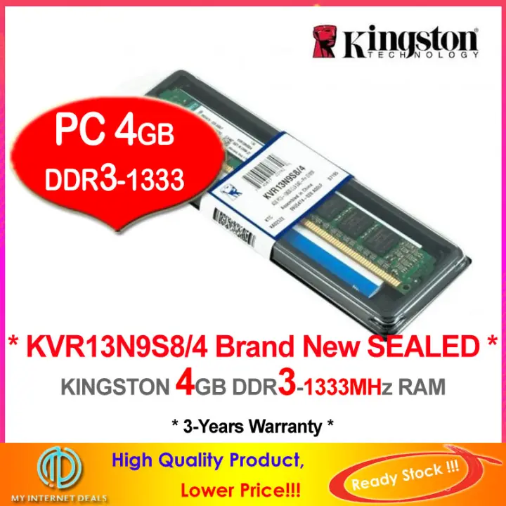 Kingston DDR3 RAM 4GB 1333MHz PC3-10600 Desktop RAM Memory