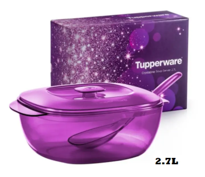 Tupperware: Purple Royale Crystalline Saucy Server/Crystalline Soup Server/Bowl with Spoon/Crystalline Small Server