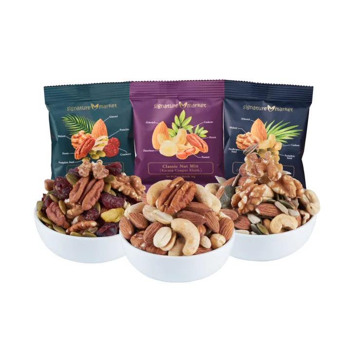 Signature Market 3x Best Seller Mini Packs Classic Nut Mix 50g Omega 3 Trail Mix 50g Low Carb Mix 50g Lazada