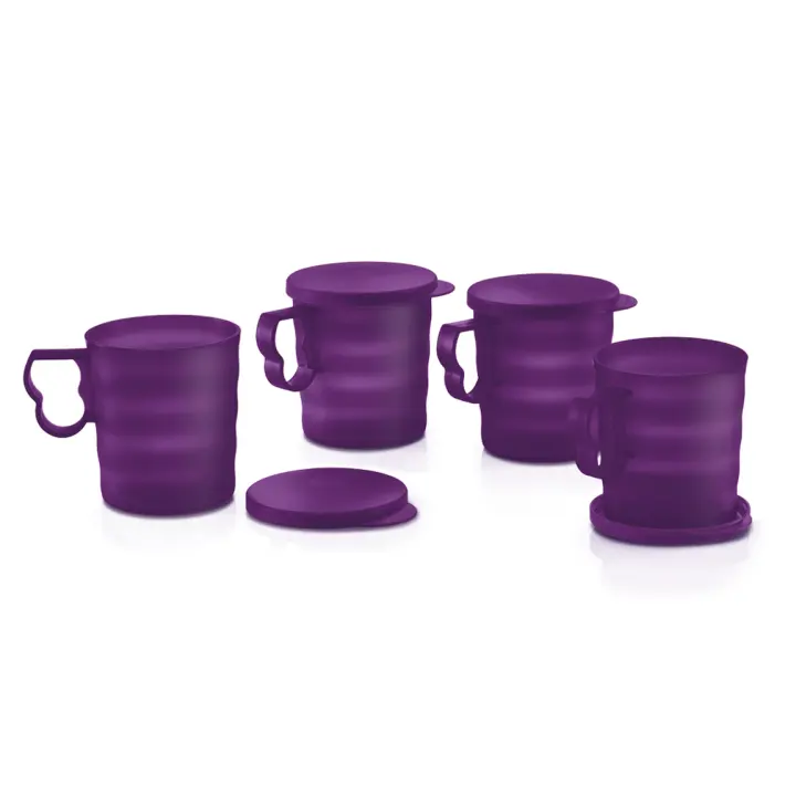 Tupperware Purple Royale Mugs with Seal (4pcs) 350ml