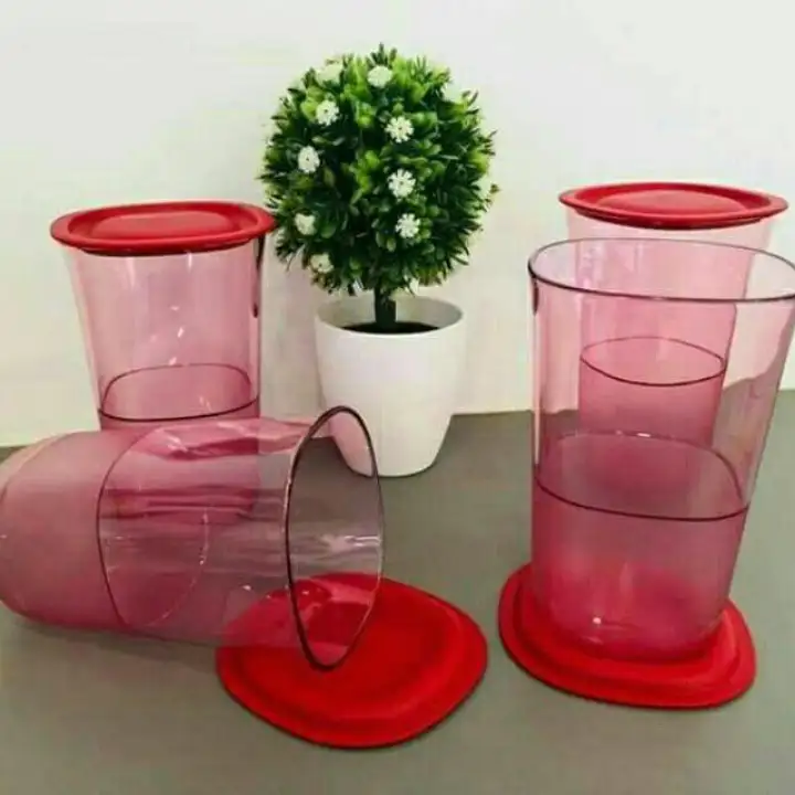 Tupperware Blossom Royal Red Tall Glass 4x400ml (LIMITED EDITION) - 8.6cm L 13,1cm H