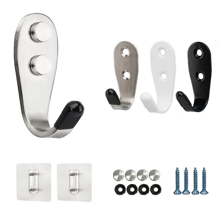 Thickened stainless steel solid u-shaped hook door behind single hook clothes coat hook toilet hanging clothes hook bathroom kitchen wall hook non-punching hook fixed overlong load bearing capacity
