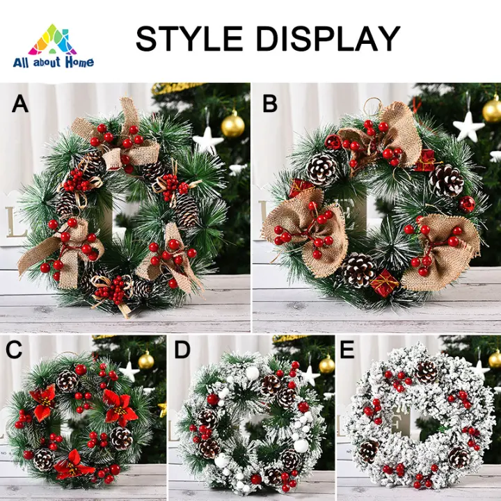 Abh Big Christmas Wreath Circle Rattan Window Front Door Hanging Decoration Wall For Home Christmas Decor Props Lazada Ph