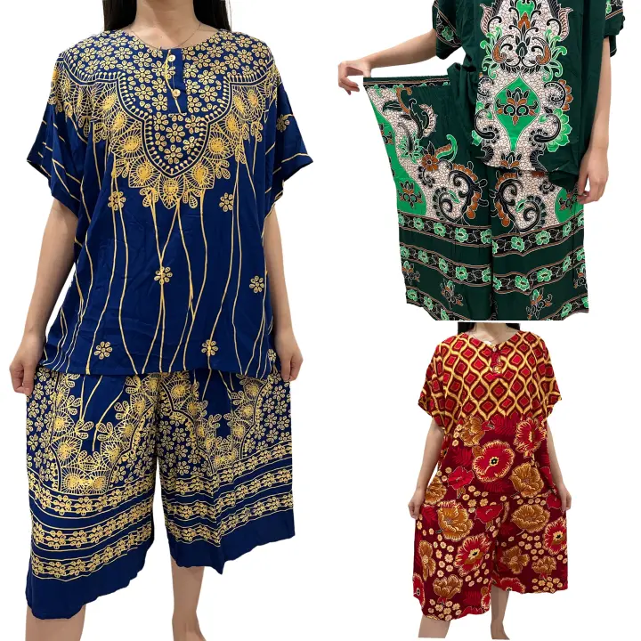 BAJU BATIK & SELUAR 1 SET SIZE BESAR/BATIK SHIRT & PANT SET COTTON