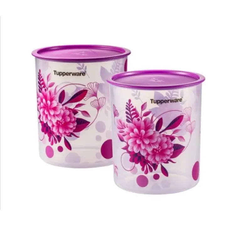 (READY STOCK!!!) Tupperware Camellia One Touch Canister Large 4.3L (2pcs)