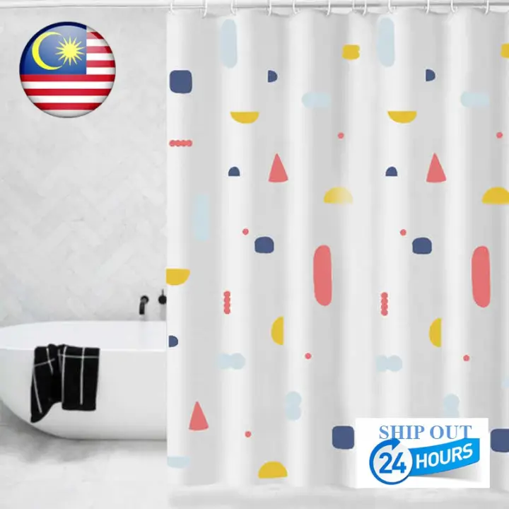 Ready Stock Peva Kain Langsir Kalis Air Bilik Mandi Waterproof Shower Curtain Modern Proof For Bathroom With Hook Lazada