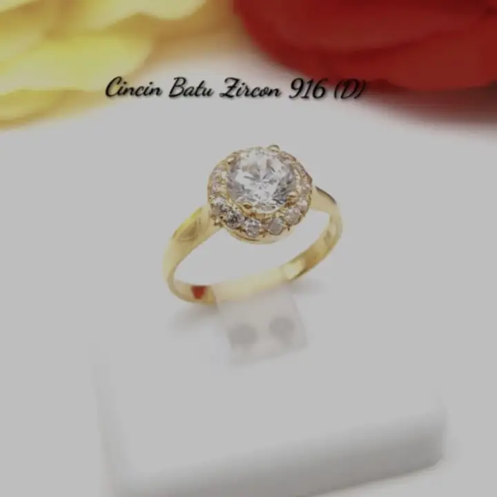 Cincin Batu Permata Emas 916 Tulen Lazada