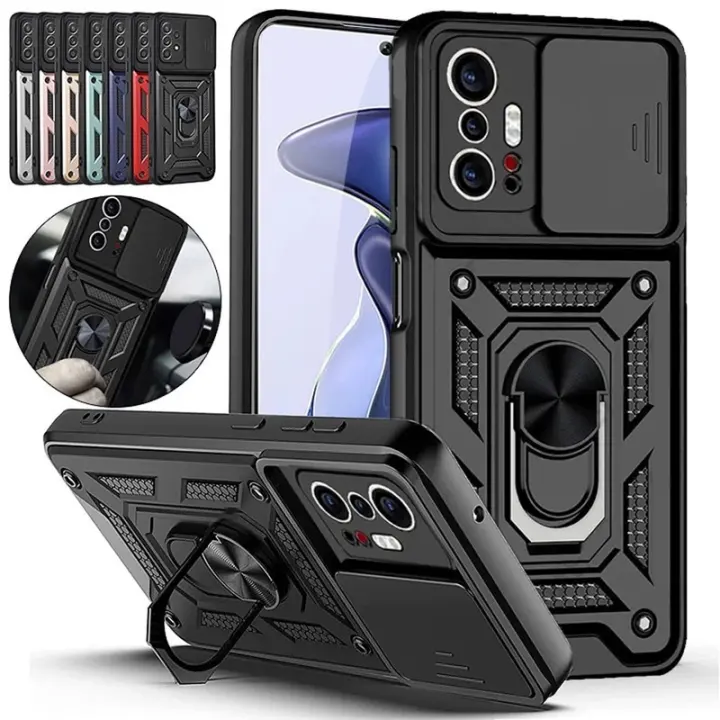 Casing For Vivo V27 V27E V27pro V25 V25e V23 V23e 4G 5G Y02 Y16 Y35-4G Y22S Y22 V21 Shockproof Armor Phone Case Push Window Slide Camera Protection Hard Back Cover Holder Bracket Bumper Case Cover